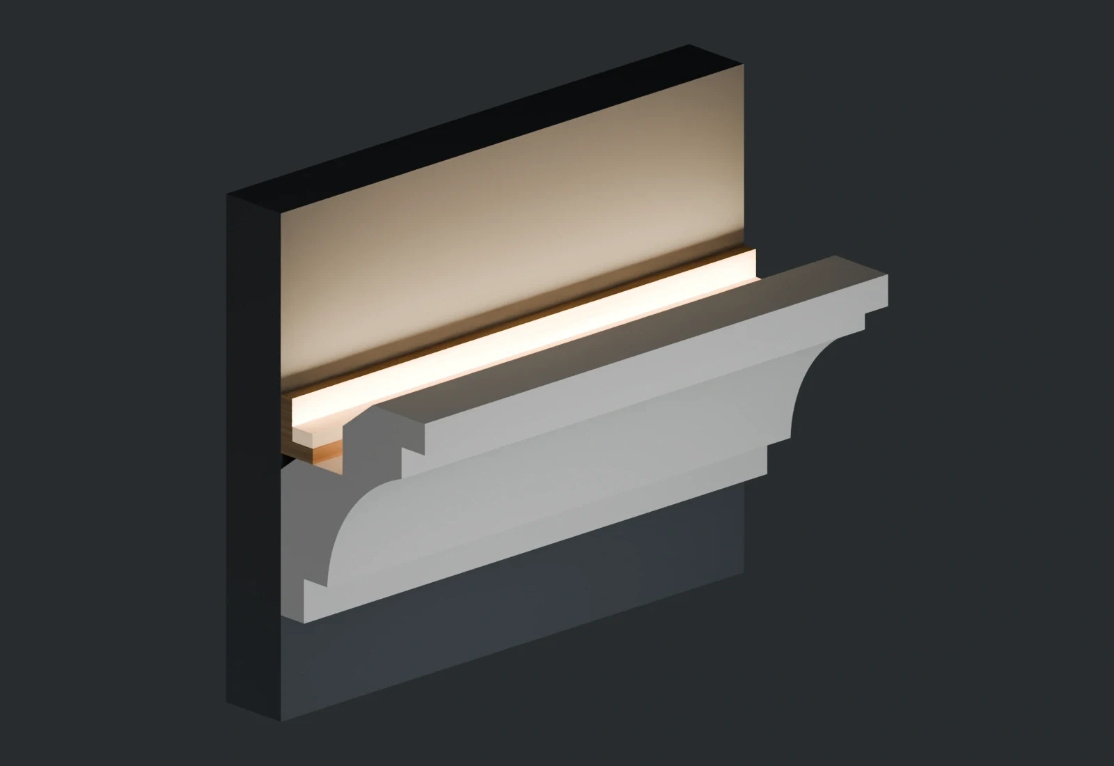 LC-04 cross-section with separate backing and upward-facing LED