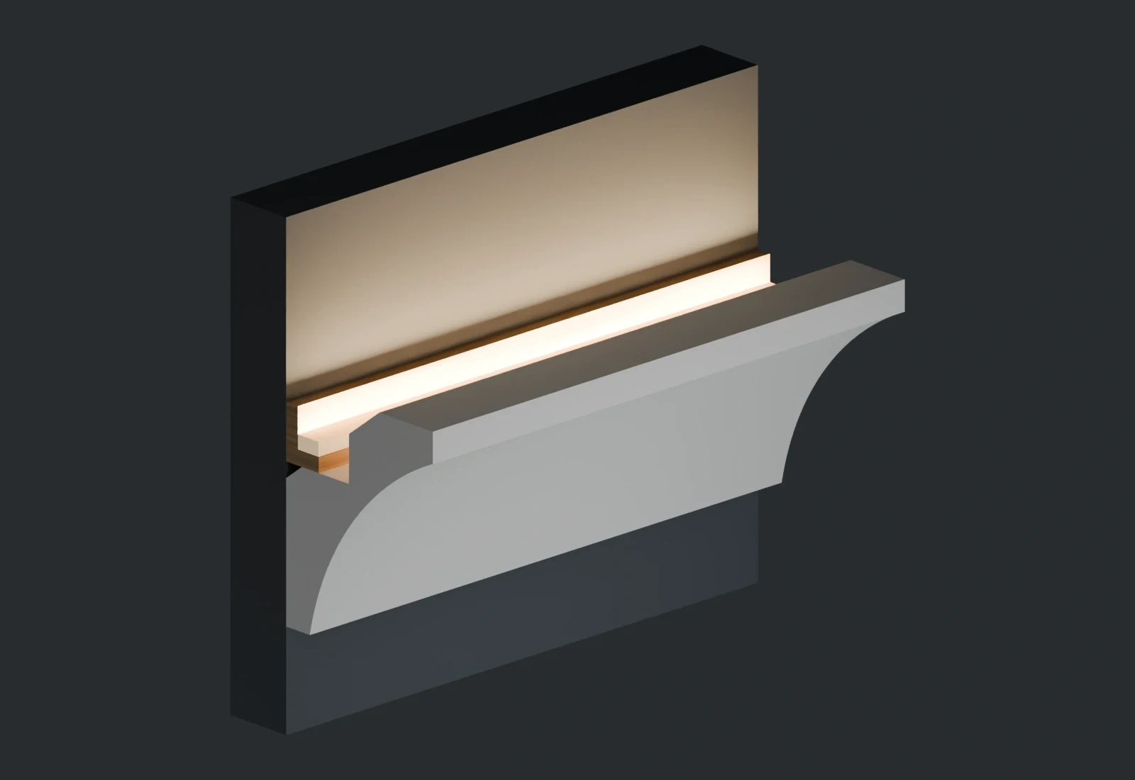 LC-05 cross-section with separate backing and upward-facing LED