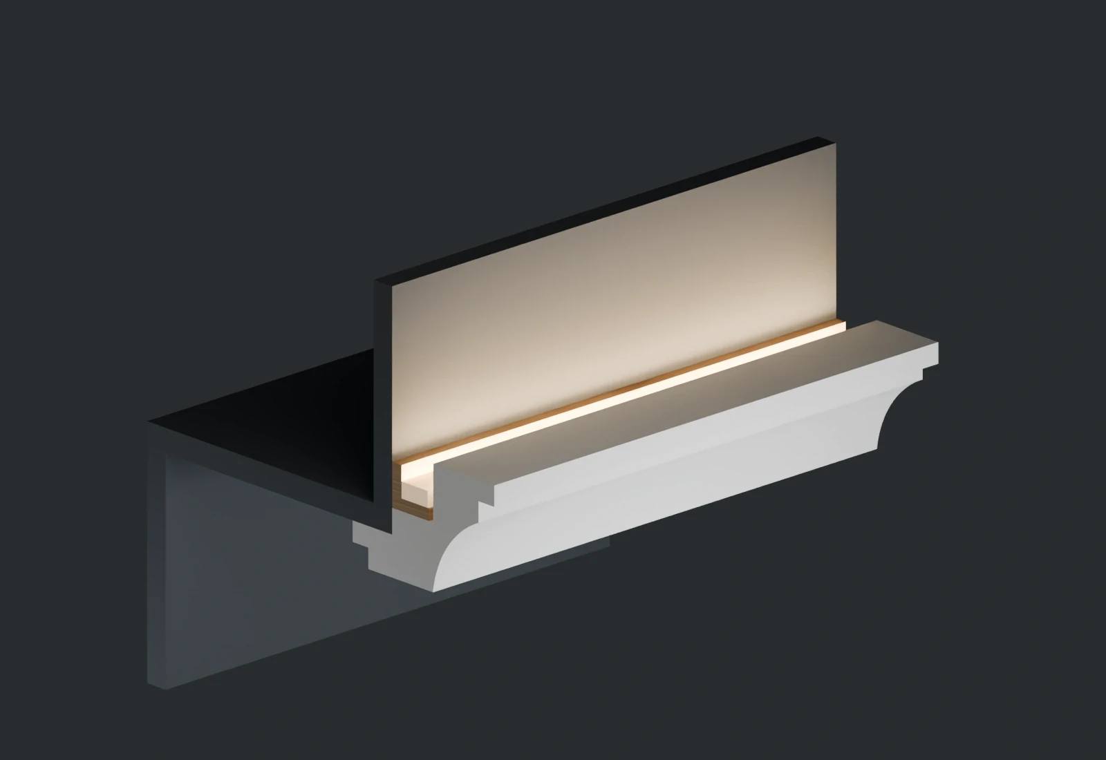 LC-07 cross-section with separate backing and upward-facing LED